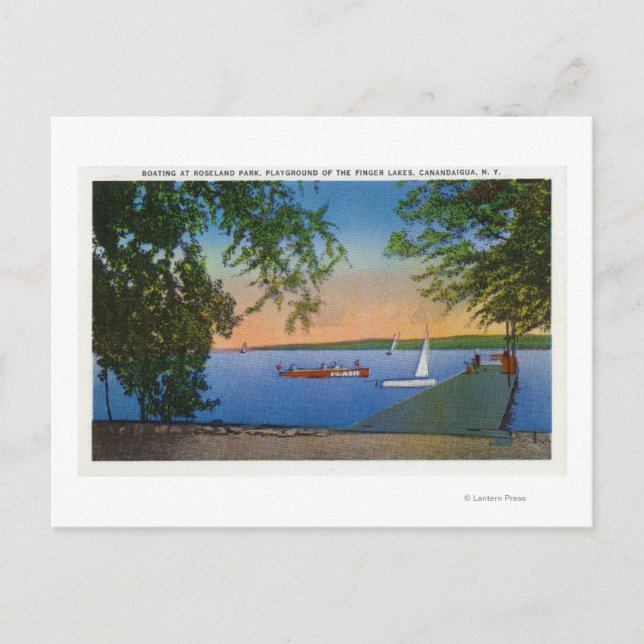 Segel och motorbåtar vid Roseland Park Scene Vykort (Framsida)