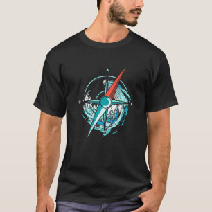 Segel- och segelfartyg med kompass och nautisk utr t shirt