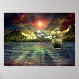Segel på solnedgången poster