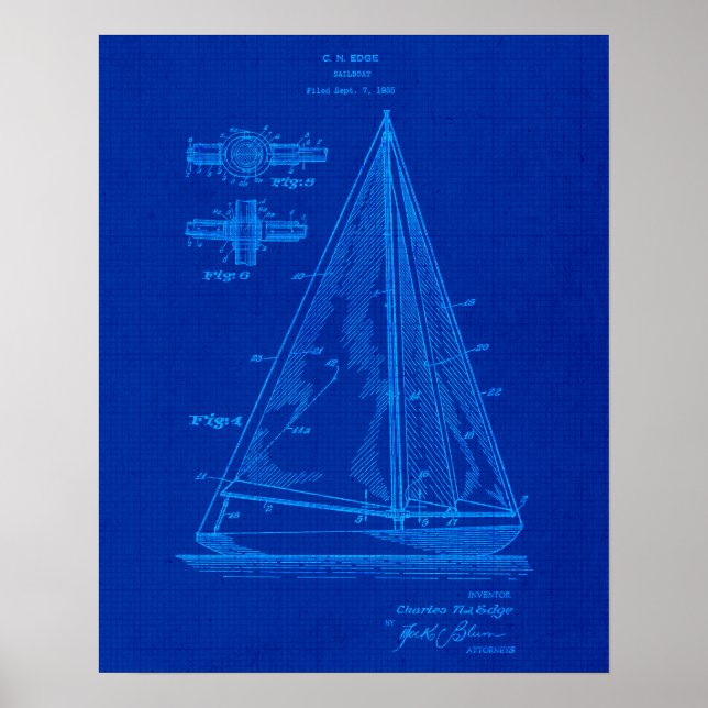 Segelavtryck nr 5 Nautiskt högaktad gåva Poster (Framsidan)