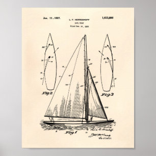 Segelbåt 1927 Patent Art Old Peper Poster