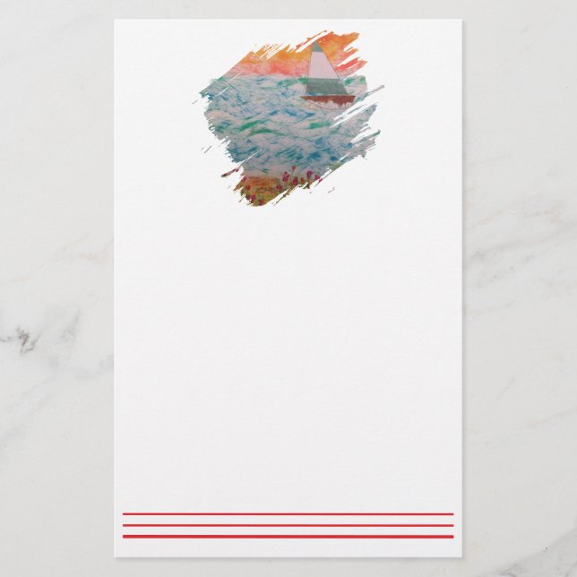 Segelbåt-3-penseldrag Brevpapper (Framsida)