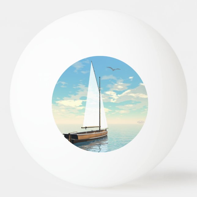Segelbåt - 3D framför Pingisboll (Framsidan)