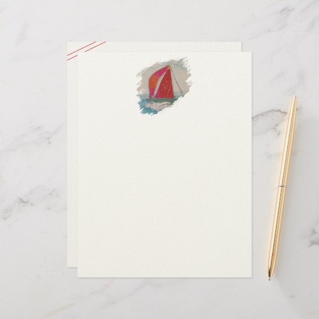 Segelbåt-5-penseldrag Brevhuvud (Fram/Back In Situ)