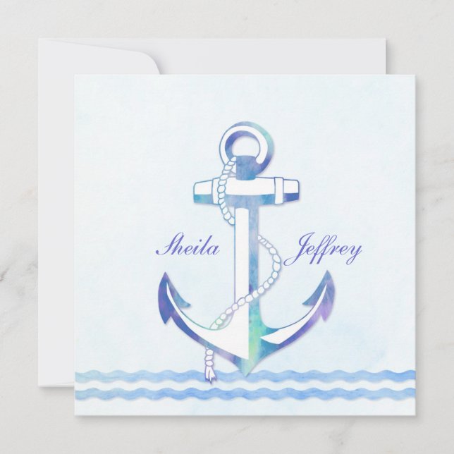 Segelbåt Anchor Finare Nautical Bröllop Inbjudningar (Framsida)