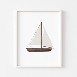 Segelbåt av vintage med vattenfärg poster
