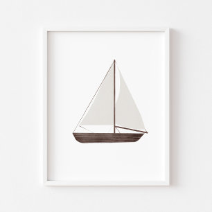 Segelbåt av vintage med vattenfärg poster