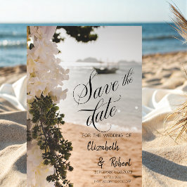 Segelbåt Blommor Strand Rädda Datumet Spara Datumet