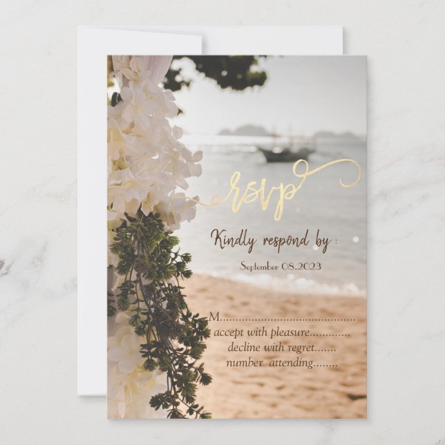 Segelbåt Blommor Strand RSVP   Inbjudningar (Framsida)