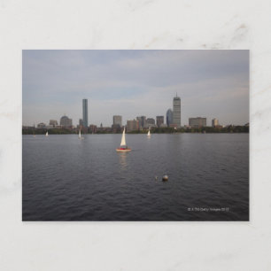 Segelbåt, Charles River, Boston, MA Vykort