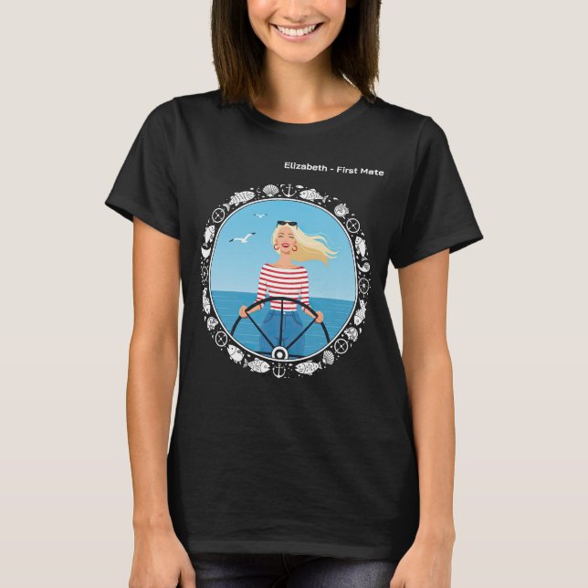Segelbåt Förste Mates T Shirt (Framsida)