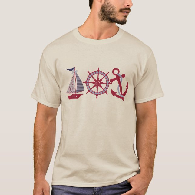 Segelbåt, hjul, ankare tee shirt (Framsida)