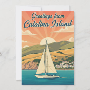 Segelbåt i Avalon Catalina Kalifornien Julkort