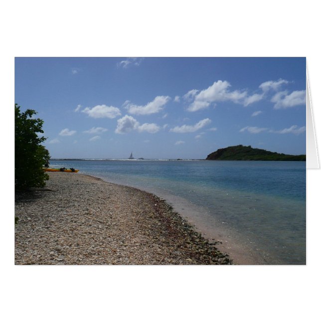 Segelbåt i Avstånd på St. Thomas Hälsningskort (Framsidan Horizontal)