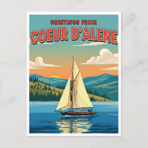 Segelbåt i Coeur D'Alene Idaho-vykort Vykort