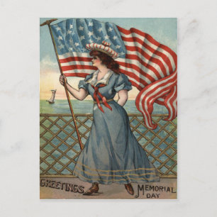Segelbåt i Flagga Liberty Ocean Vykort
