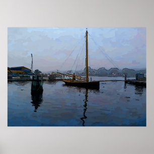 Segelbåt i Harbour Poster