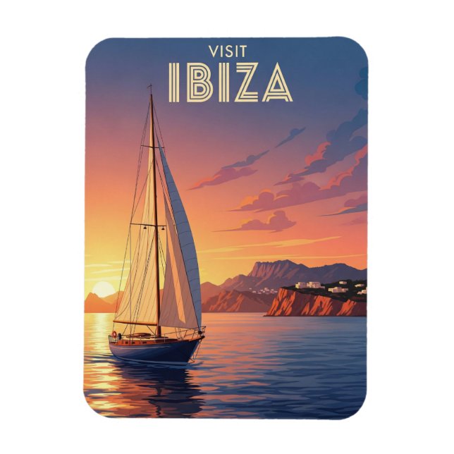 Segelbåt i Ibiza Spain Travel Magnet (Vertikal)