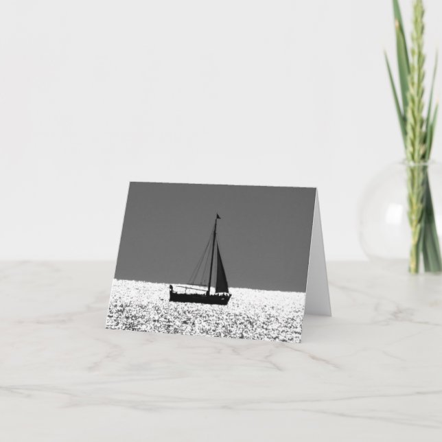 Segelbåt i mousserande Sea Note Card Helgkort (Framsida)