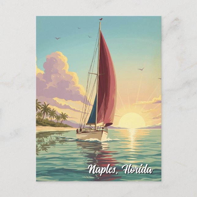 Segelbåt i Naples Florida Resa Vykort (Framsida)