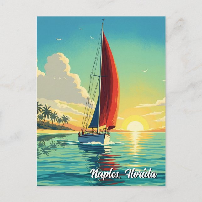 Segelbåt i Neapel Florida Travel Vykort (Framsida)