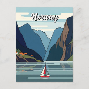 Segelbåt i Norge Fjord Vykort