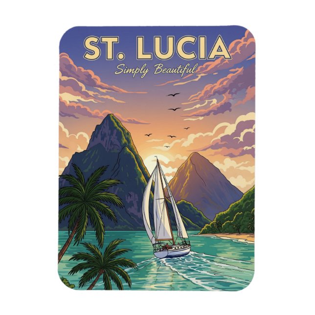 Segelbåt i Saint Lucia-Västindien-färd Magnet (Vertikal)