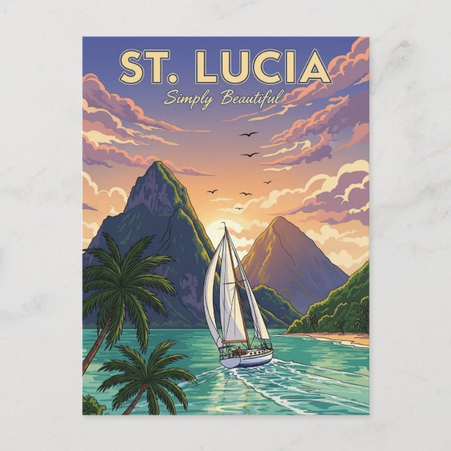 Segelbåt i Saint Lucia-Västindien-färd Vykort (Framsida)
