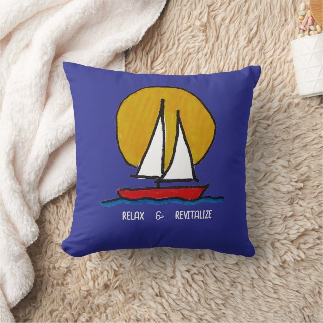 Segelbåt i Sol Kudde (Filt)