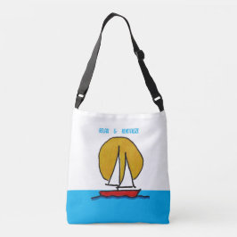 Segelbåt i Sol, vit och blå bakgrund Axelväska