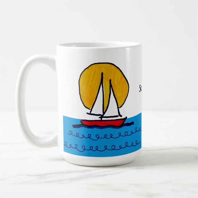 Segelbåt i solen  kaffemugg (Vänster)