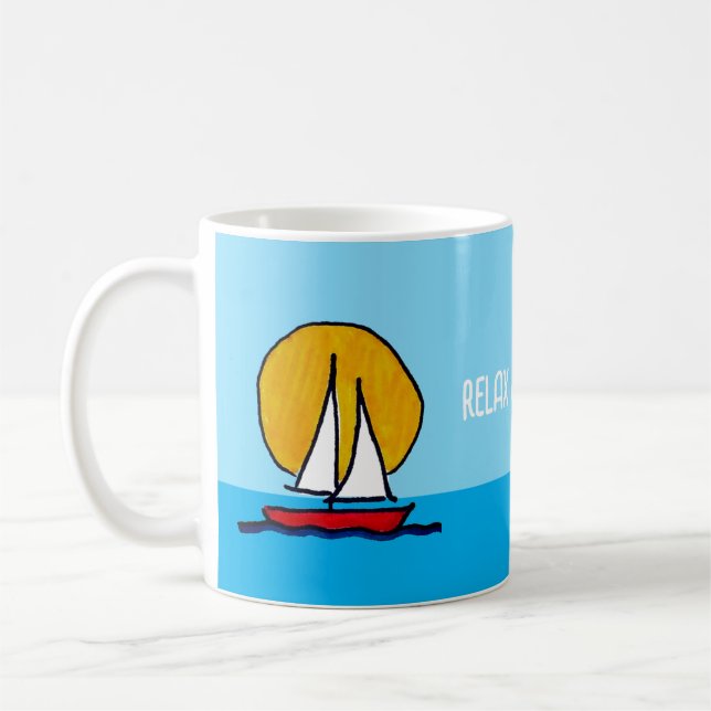 Segelbåt i solen - slappna av och återhämta dig kaffemugg (Vänster)