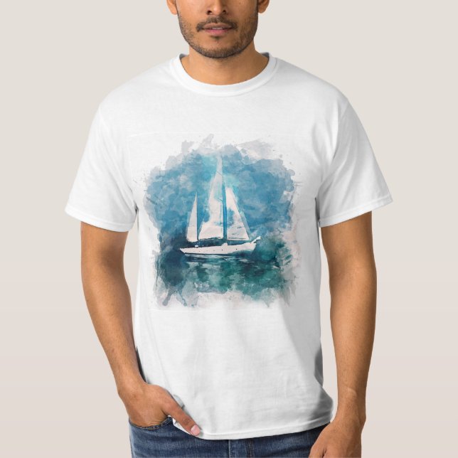 Segelbåt i stormig väderT-tröja T Shirt (Framsida)