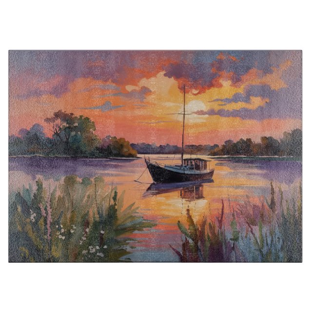 Segelbåt i Sunrise Watercolor Art (Framsidan)