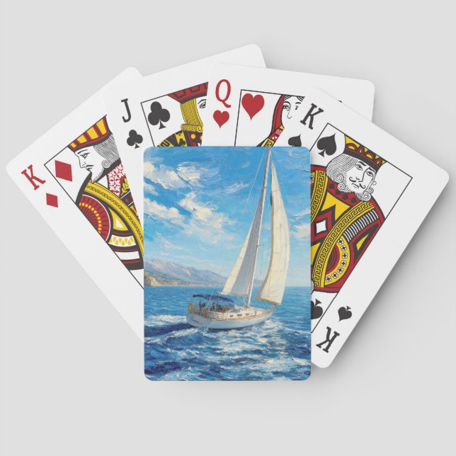 Segelbåt Impasto-målning  Casinokort (Baksidan)