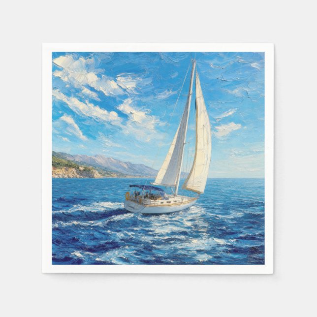 Segelbåt Impasto-målning  Pappersservett (Framsidan)