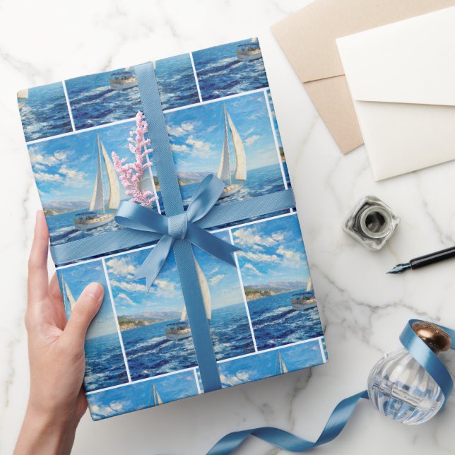 Segelbåt Impasto-målning  Presentpapper (Gifting)