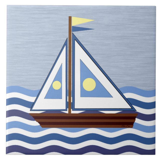 Segelbåt Kakelplatta (Framsidan)