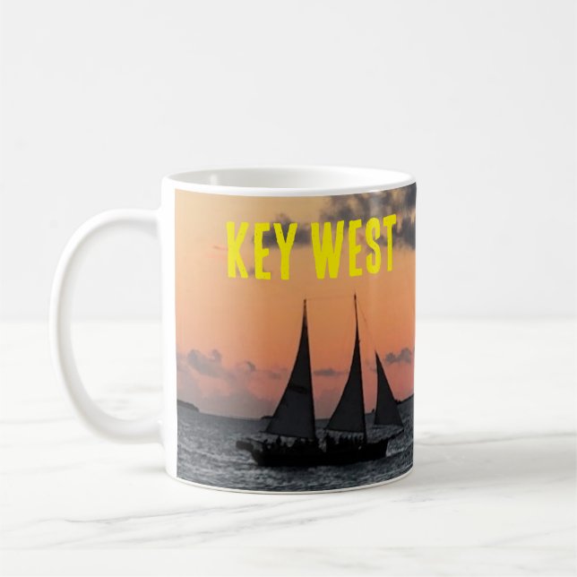 Segelbåt Key West Florida Solnedgång Kaffe Mugg Ko (Vänster)