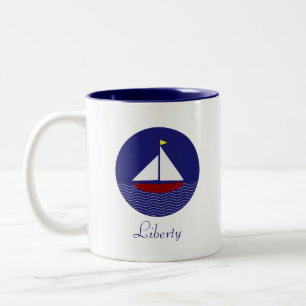 Segelbåt & Liberty Kalligrafi Två-Tonad Mugg