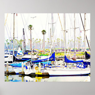 Segelbåt Marina Photographic Art Print Poster