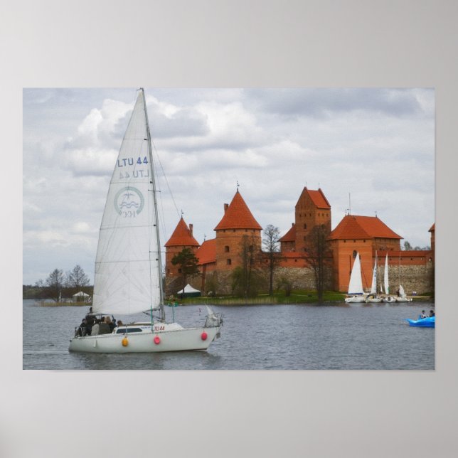 Segelbåt med Island Castle av Sjö Galve. Poster (Framsidan)