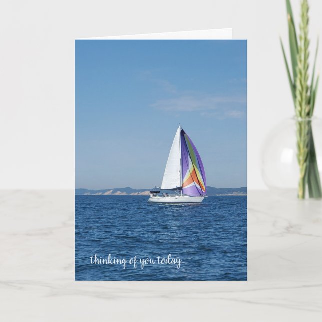 segelbåt med spinnaker kort (Framsida)