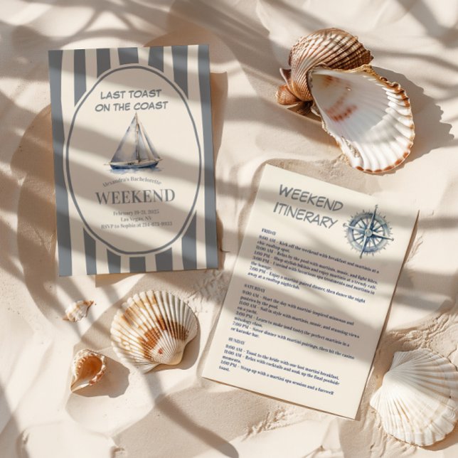 Segelbåt Nautical Vågar Bachelorette Helg Inbjudningar (Skapare uppladdad)