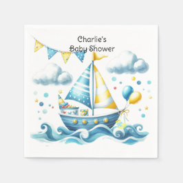 Segelbåt Nautisk Baby Shower Pappersservetter