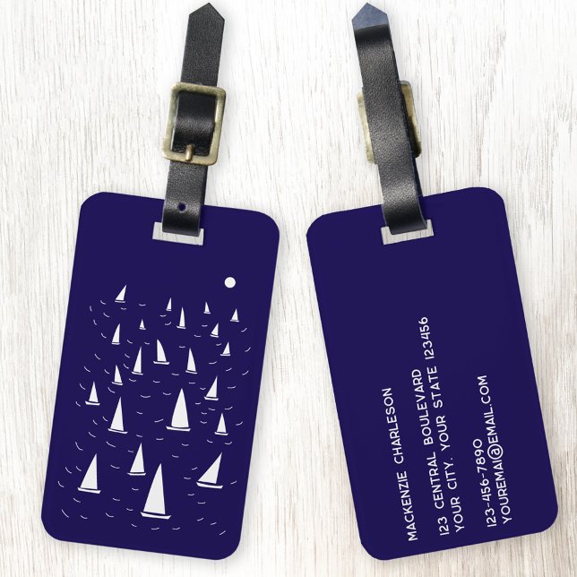 Segelbåt Nautisk Bagagebricka (Sailing boat yacht personalized nautical luggage tag)