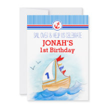 Segelbåt nautiske pojkar första födelsedagen inbju