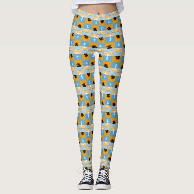 Segelbåt och ankare mönster leggings (Framsida)