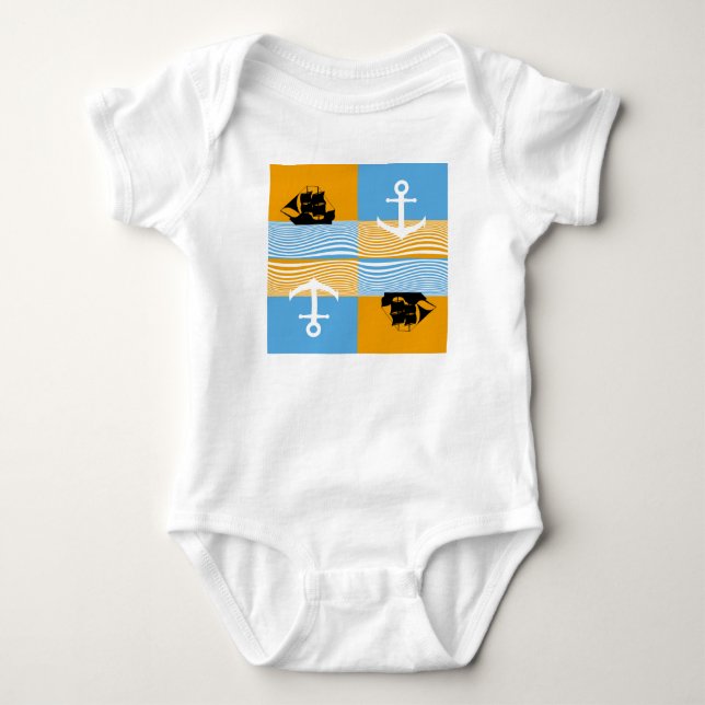 Segelbåt och ankare mönster t shirt (Framsida)