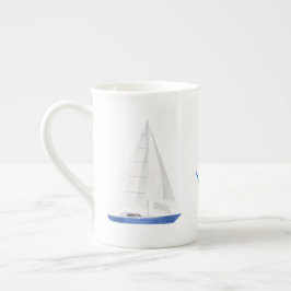 Segelbåt och blå ankar Nautilus-tema Benporslin Mugg
